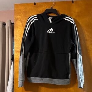 Adidas Black and Gray Pullover with White Stripes